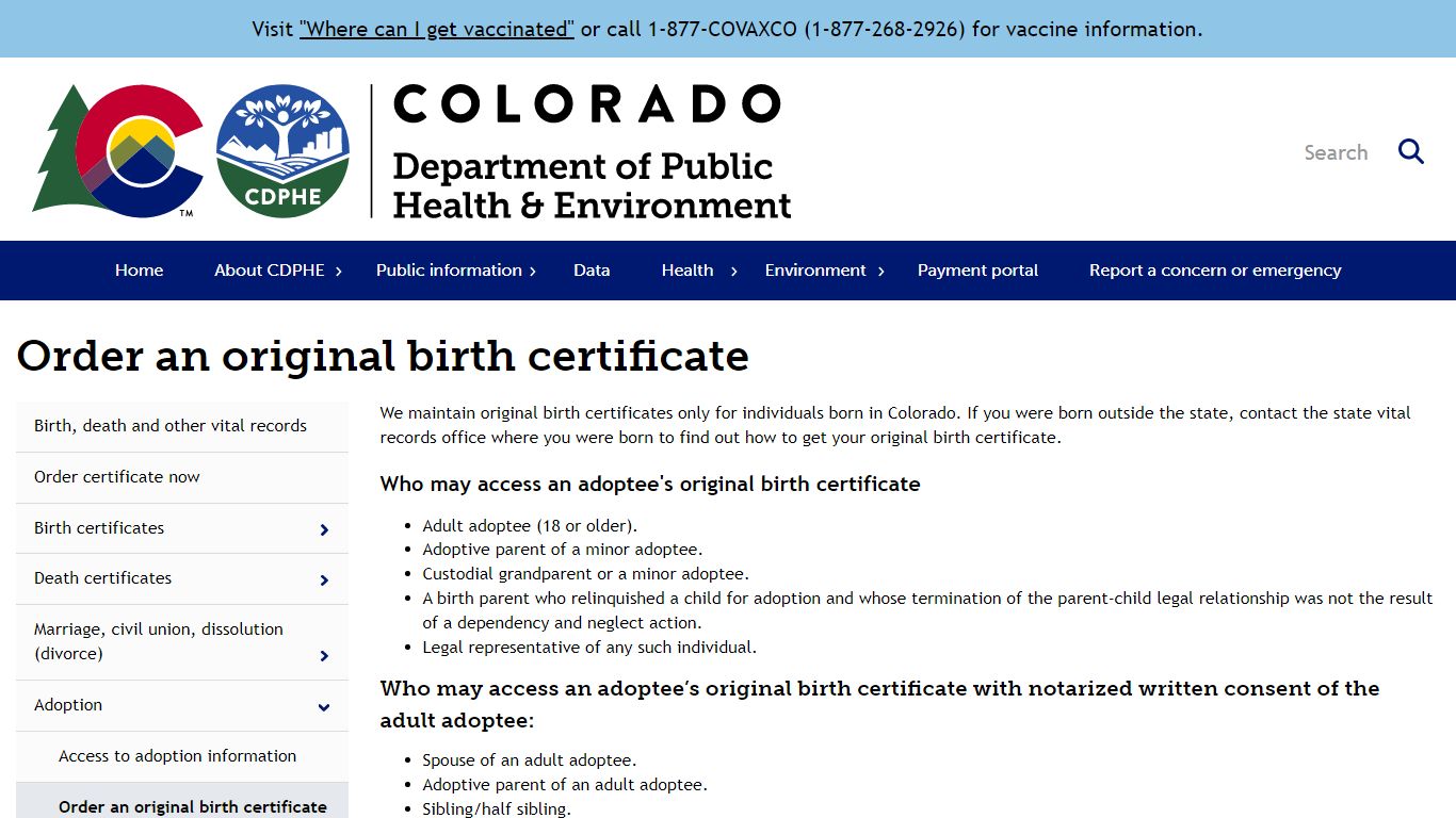 Order an original birth certificate | Department of Public Health ...
